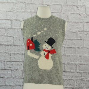 Vintage 80s Intarsia Snowman Shetland Wool Sweater Vest XS